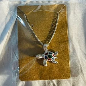 Sterling silver plated necklace with matching pendant (turtle)